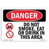 Signmission Safety Sign, OSHA Danger, 10" Height, Aluminum, Do Not Smoke Eat Or Drink In This Area, Landscape OS-DS-A-1014-L-1164